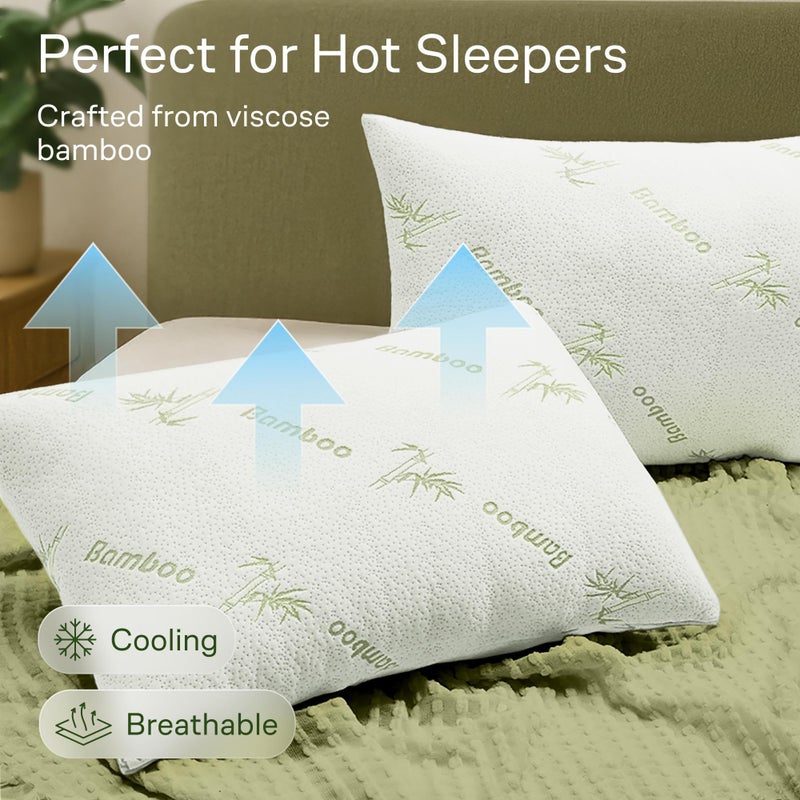 Niagara Sleep Solution حماة وسائد تشبه السحاب بسحاب حجم قياسي - أغطية وسائد قابلة للتنفس والتبريد للنائمين في الحرارة - مقاومة 100% للبقع والغبار والأوساخ (أخضر 2-عبوة) - Image 5